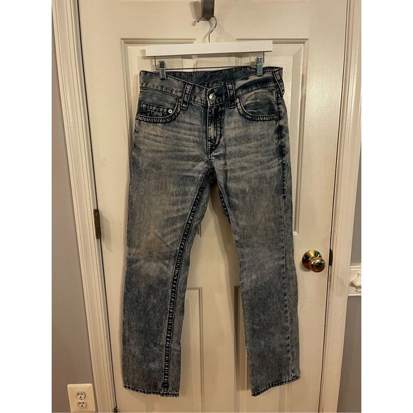 True Religion Mens Stone Washed Straight Leg Jeans sz 31 EUC